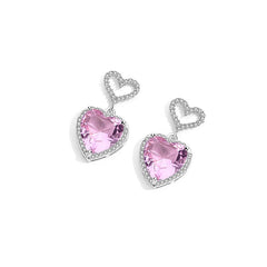 Daphne Romantic Pavé Heart Stud Earrings