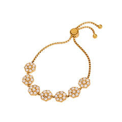 18K Gold-Plated Cubic Zirconia Flower Slider Bracelet
