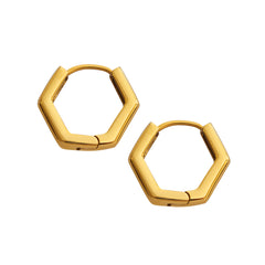 Gold-Tone Hexagonal Hoop Earrings