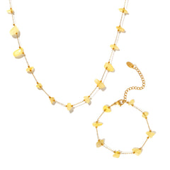 Natural Stone or Pearl-Look Chain Necklace or Bracelet