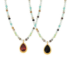 Natural Stone Bead Black Cubic Zirconia Necklace
