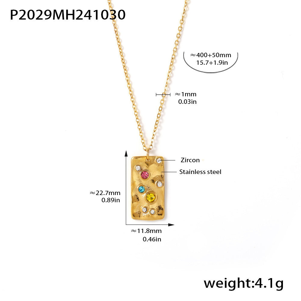 Gold-Tone Color Cubic Zirconia Pendant Necklace