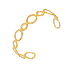 18K Gold-Plated Textured Oval Link Open Cuff