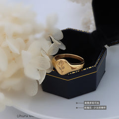 Gold-Tone Rose Signet Ring