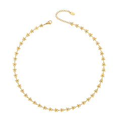 18K Gold-Plated Blue Enamel Flower Necklace
