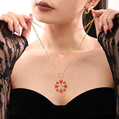 Enamel Snowflake Long Pendant Necklace