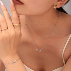 Cubic Zirconia Infinity Bow Necklace & Bracelet