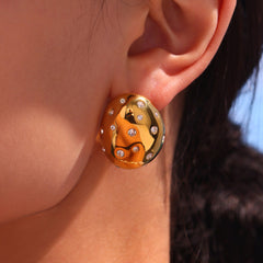 Czech Rhinestone Oval Stud Earrings