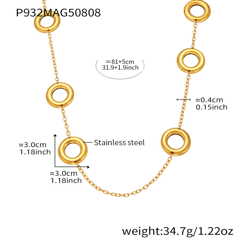 18K Gold-Plated Open Circle Long Necklace