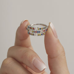 Cubic Zirconia Geometric Open Ring