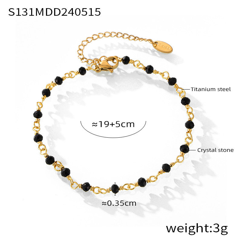 18K Gold-Plated Natural Stone Bead Anklet