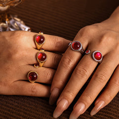 Garnet Two-Accent Open Ring