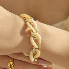 Color Resin and Cubic Zirconia Curb Bracelet