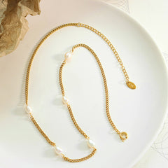 Freshwater Pearl Chain Station Necklace