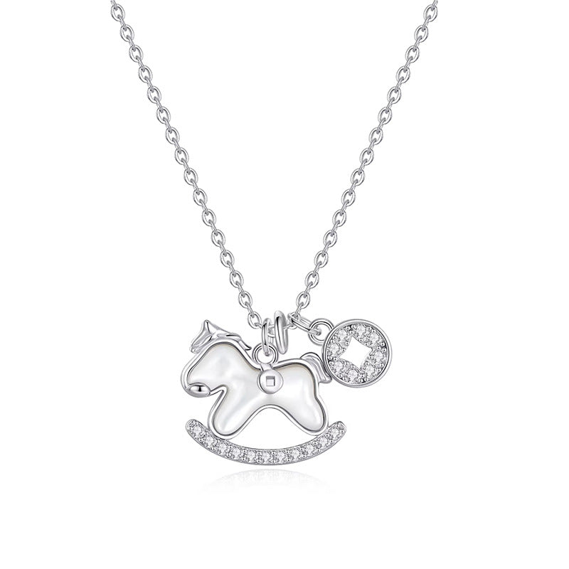 Nadine White Mother-of-Pearl Horse Choker Necklace