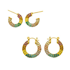Rainbow Cubic Zirconia Hoop Earrings