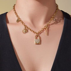 Heart Lock or Colored Pendant Necklace