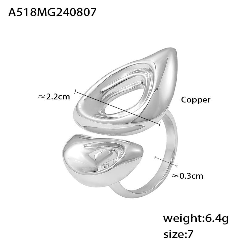 18K Gold-Plated Sculptural Double Open Ring