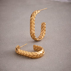 Woven Texture Two-Tone Hoop Earrings