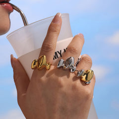 18K Gold-Plated Three Dome Open Ring