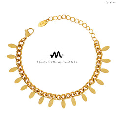 18K Gold-Plated Leaf Fringe Chain Bracelet