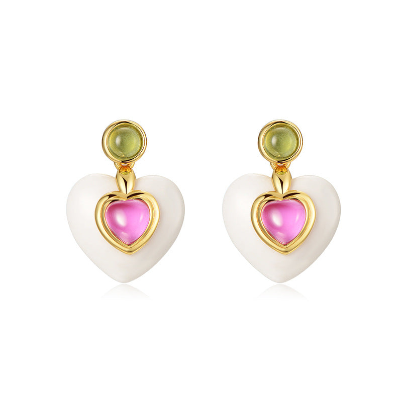 Nicolette Enamel Ceramic Heart Stud Earrings