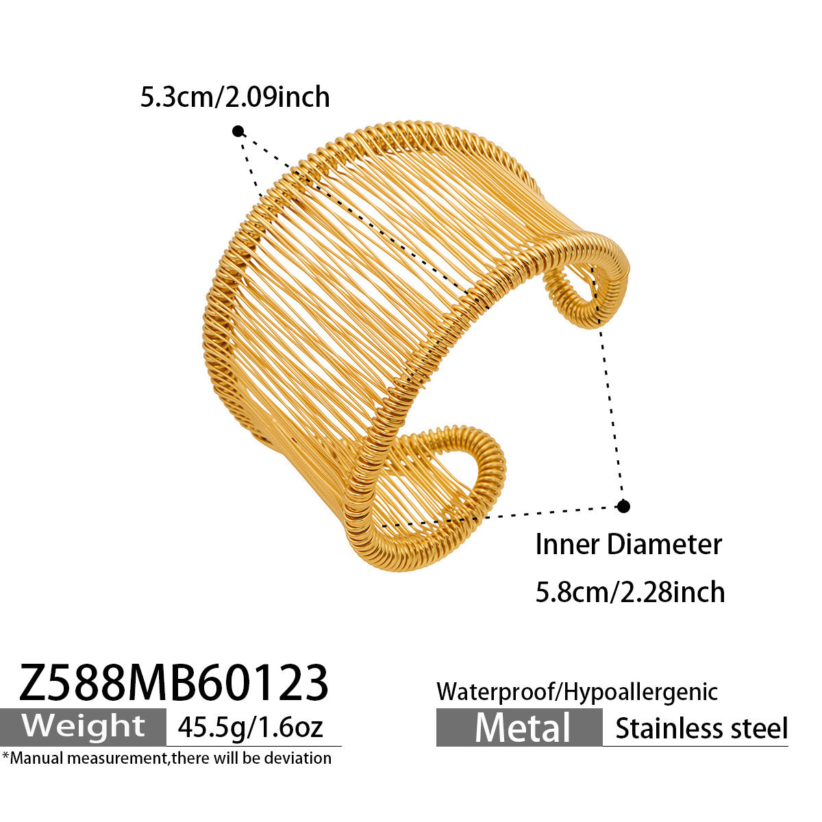18K Gold-Plated & Silver-Tone Wrapped Wire Cuff