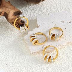 Stone Accent Multi-Ring Hoop Earrings