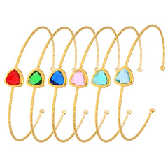 Colored Glass Accent Open Cuff Bracelet