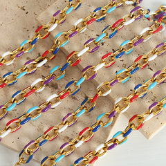 Colorful Enamel Link Necklace & Bracelet