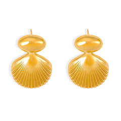 18K Gold-Plated Scallop Shell Stud Earrings