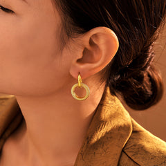 Textured Double-Circle Drop Earrings