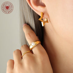 Open Star & Triangle Stainless Steel Hoop Earrings