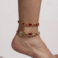 Faceted Stone Accent Anklet