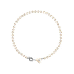 Camille Vintage-Inspired Pearl Heart Choker Necklace