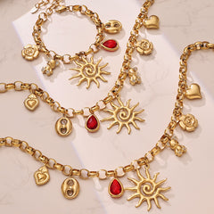 Sun Heart and Bear Multi-Charm Necklace or Bracelet