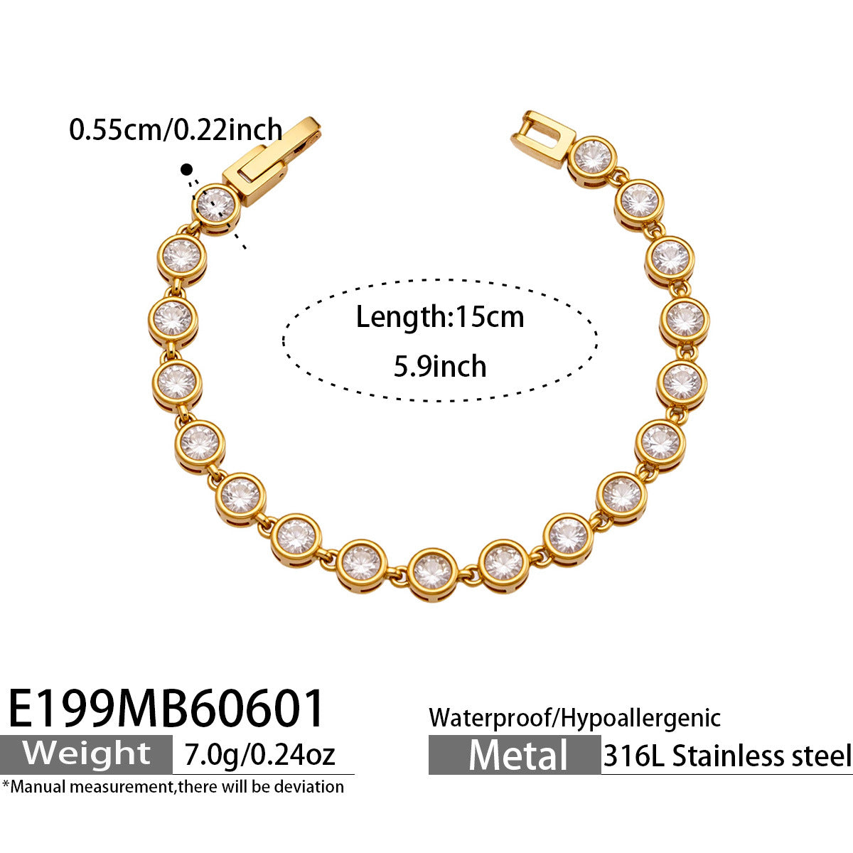 18K Gold-Plated Round Cubic Zirconia Bracelet