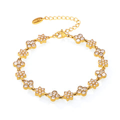 18K Gold-Plated Cubic Zirconia Flower Bracelet