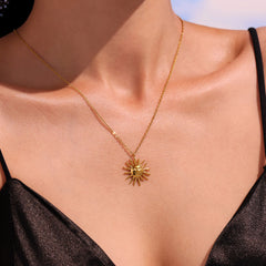 Sculptural Sun Face Pendant Necklace