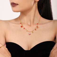 18K Gold-Plated Garnet Christmas Necklace or Bracelet