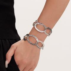 18K Gold-Plated Hammered Oval Link Bracelet