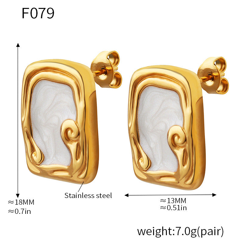 Framed Enamel Rectangle Stud Earrings