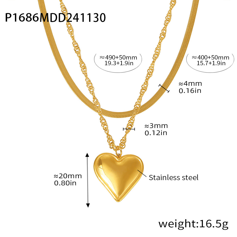 18K Gold-Plated Heart Pendant Layering Necklace