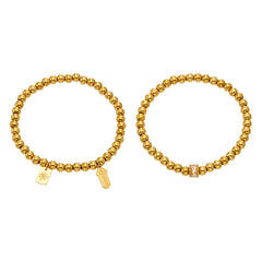 Gold-Tone Beaded Tag Charm Bracelets