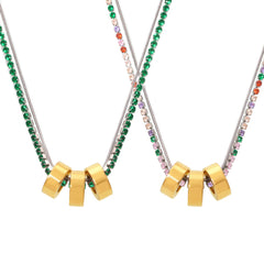 18K Gold-Plated Cubic Zirconia Double-Layer Necklace