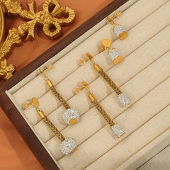 Gold-Tone Heart Stud Geometric Drop Earrings