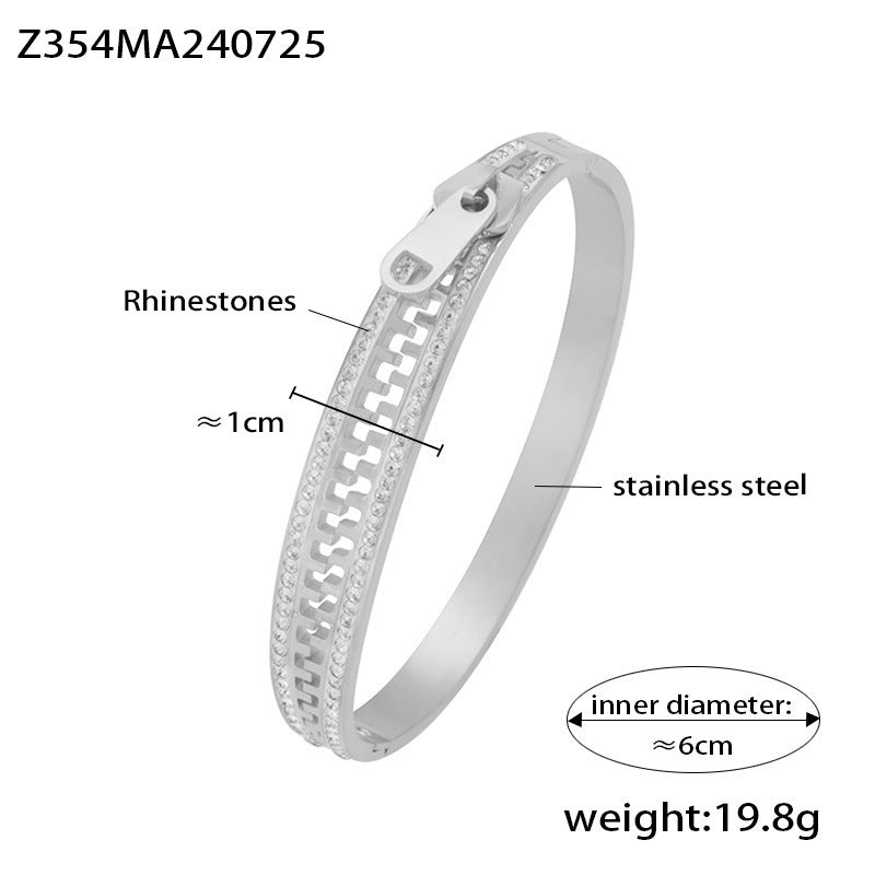 18K Gold-Plated Zipper-Texture Bangle Bracelet