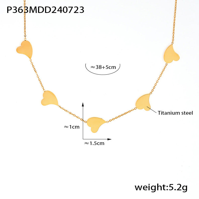 18K Gold-Plated Heart Station Necklace