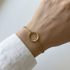 18K Gold-Plated Circle Link Bracelet