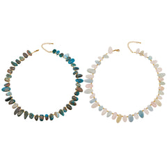 Blue-Gray Stone or Amazonite Beaded Necklace